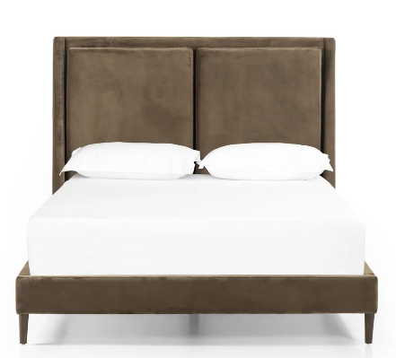 Queen Olive Velvet Bed