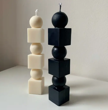 Pillar Geometric Candle Sculpture